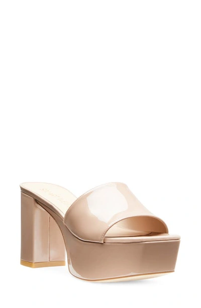 Shop Stuart Weitzman Squarehigh Platform 95 Slide Sandal In Fawn