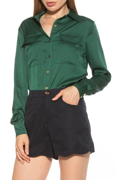 Shop Alexia Admor Long Sleeve Button-up Shirt In Emerald