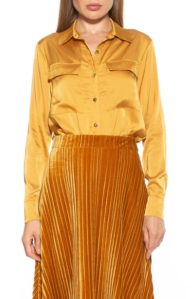 Shop Alexia Admor Long Sleeve Button-up Shirt In Marigold