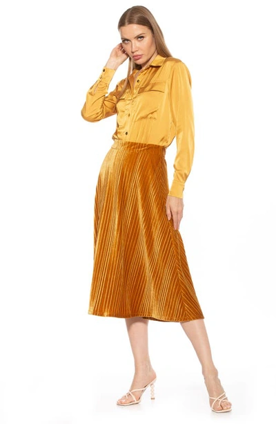 Alexia Admor Long Sleeve Button-up Shirt In Marigold