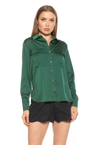 Shop Alexia Admor Long Sleeve Button-up Shirt In Emerald