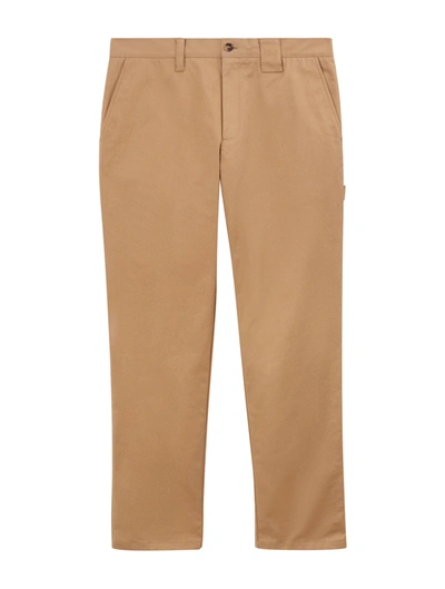 Shop Burberry Cotton Cargo Pants With Equestrian Knight Embroidery In Nude & Neutrals