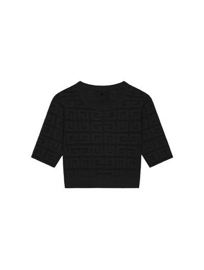 Shop Givenchy Cropped Sweater In 4g Jacquard In Black