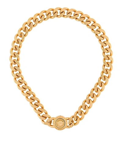 Shop Versace Medusa Chainlink Necklace In Metallic