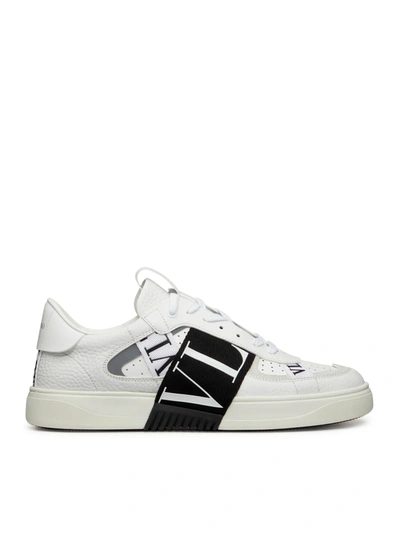 Shop Valentino Vl7n Low-top Sneaker In Calfskin And Ribbons In White