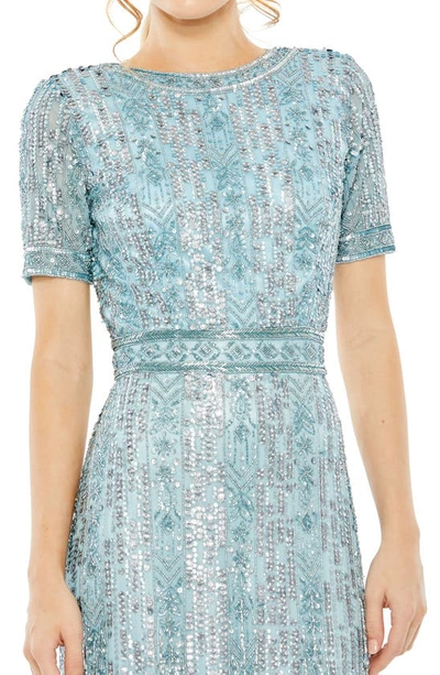 Shop Mac Duggal Sequin & Bead Detail Cocktail Dress In French Blue