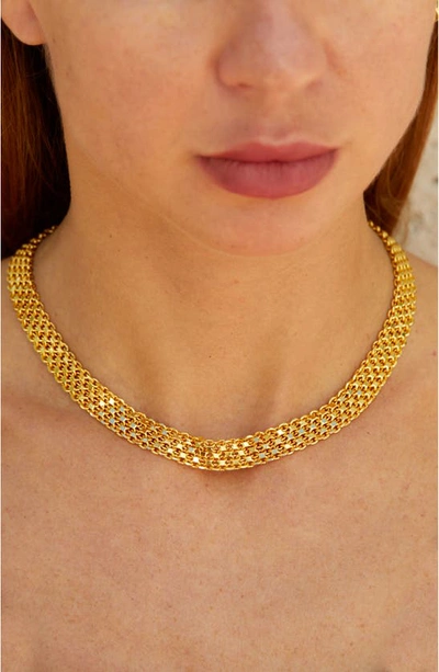Shop Savvy Cie Jewels Mesh Necklace In Yellow