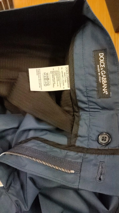 Shop Dolce & Gabbana Blue Cotton Silk Trousers Chinos Men's Pants