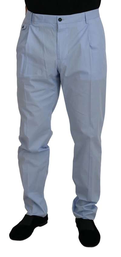 Shop Dolce & Gabbana Blue Cotton Stretch Trousers Chinos Men's Pants