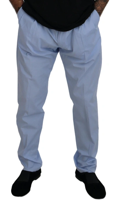Shop Dolce & Gabbana Blue Cotton Stretch Trousers Chinos Men's Pants