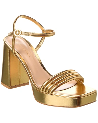 Shop Gianvito Rossi Lena 70 Leather Platform Sandal In Gold
