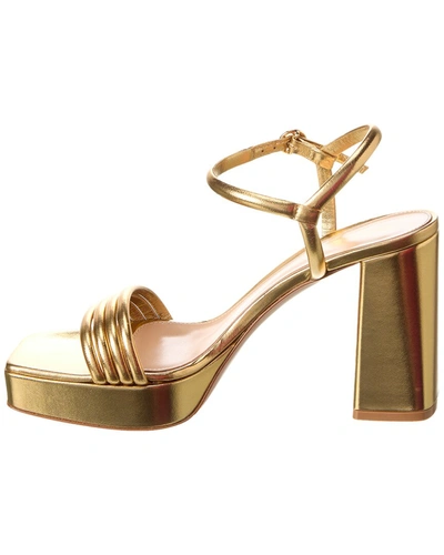 Shop Gianvito Rossi Lena 70 Leather Platform Sandal In Gold