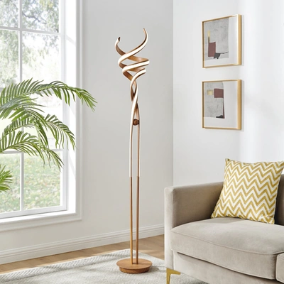 Shop Finesse Decor Munich Led Wood 63" Floor Lamp In Brown