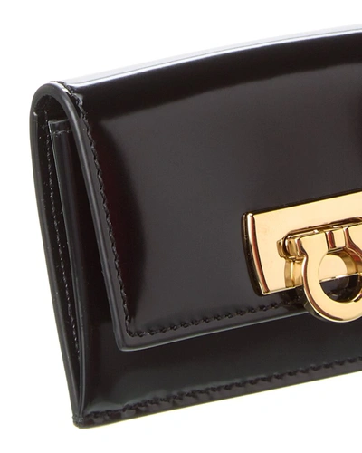 Shop Ferragamo Gancini Clasp Leather Card Holder In Black