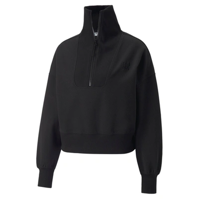 Shop Puma Women's Infuse Half-zip Oversized Sweatshirt In Black