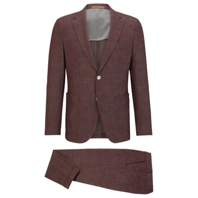 Shop Hugo Boss Slim-fit Suit In A Patterned Wool Blend In Pink