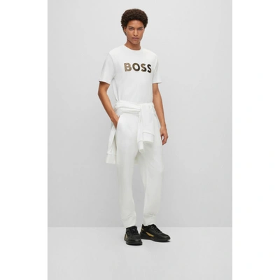 Shop Hugo Boss Monogram-filled Logo T-shirt In Interlock Cotton In White