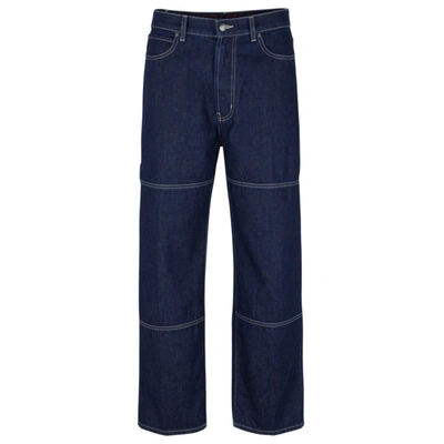 Shop Hugo Regular-fit Jeans In Blue Denim With Contrast Stitching