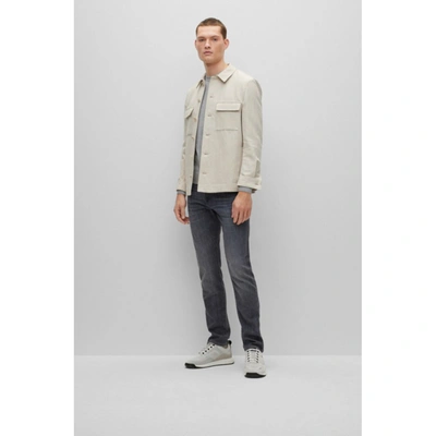 Shop Hugo Boss Slim-fit Jeans In Lightweight Gray Comfort-stretch Denim In Grey