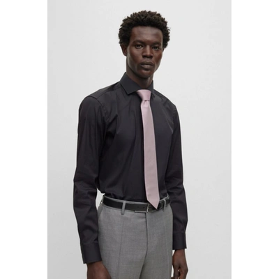 Shop Hugo Boss Pure-silk Tie With Jacquard-woven Micro Pattern In Pink