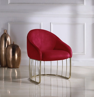 Shop Chic Home Hammerstein Velvet Accent Chair In Red