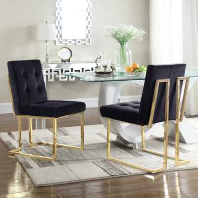Shop Chic Home Isaac Velvet Dining Chair (set Of 2) In Black