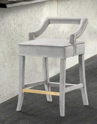 Shop Chic Home Catalina Velvet Counter Stool In Grey