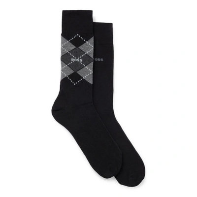 Shop Hugo Boss Two-pack Of Regular-length Socks In A Cotton Blend In Black