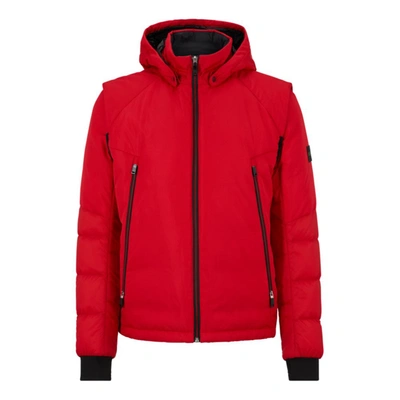 Hugo Boss Mixed-material Down Jacket With Detachable Sleeves And Hood In Red  | ModeSens