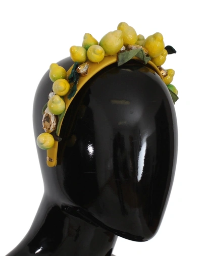 Shop Dolce & Gabbana Lemons Sicily Crystal Diadem Tiara Women's Headband In Yellow