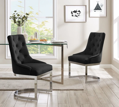 Shop Chic Home Gwyneth Velvet Dining Chair (set Of 2) In Black