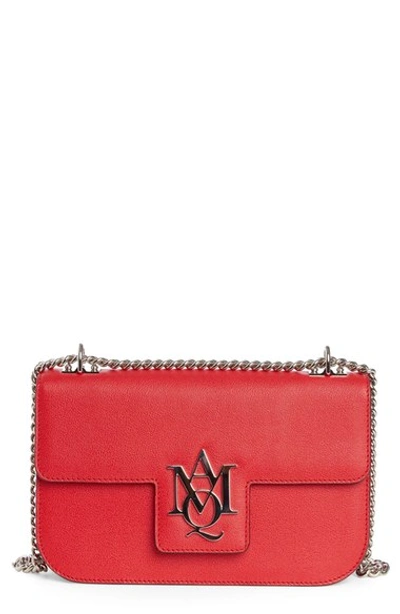 Alexander Mcqueen 'medium Amq' Calfskin Leather Shoulder Bag In China Red