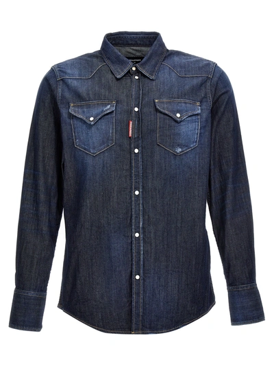 Shop Dsquared2 Classic Western Shirt, Blouse Blue