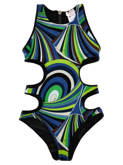 Shop Emilio Pucci Cut-out Details Pattern Swimsuit Beachwear Multicolor