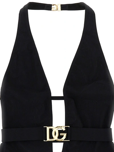 Shop Dolce & Gabbana Dg One-piece Swimsuit Beachwear Black