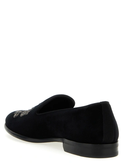 Shop Dolce & Gabbana Emblem Loafers Black