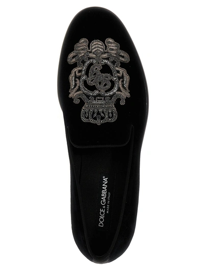 Shop Dolce & Gabbana Emblem Loafers Black