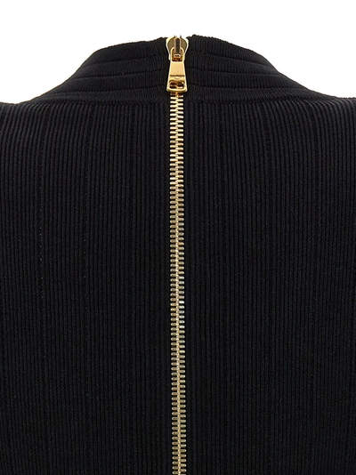 Shop Balmain Logo Button Knit Dress Dresses In Black