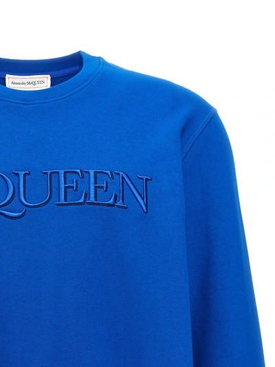 Shop Alexander Mcqueen Logo Embroidered Sweatshirt Blue