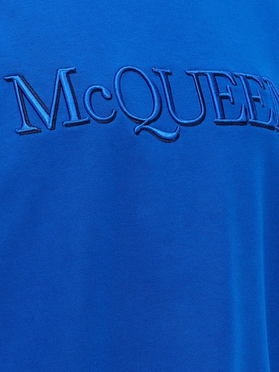 Shop Alexander Mcqueen Logo Embroidered Sweatshirt Blue