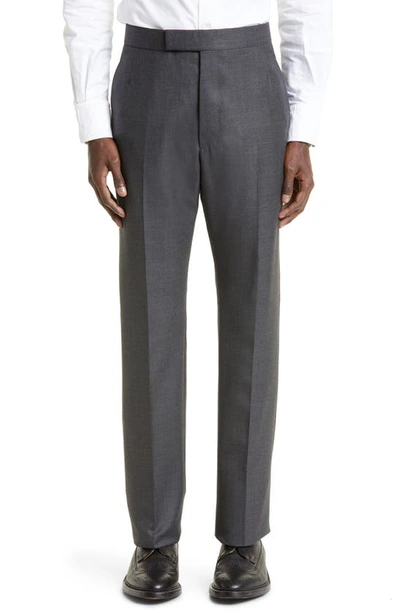 Shop Thom Browne Classic Super 120s Wool Backstrap Pants In Dark Grey