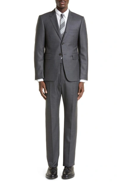 Thom Browne Classic Super 120s Wool Backstrap Pants In Dark Grey