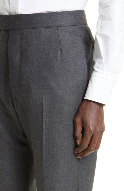 Shop Thom Browne Classic Super 120s Wool Backstrap Pants In Dark Grey