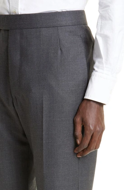 Thom Browne Classic Super 120s Wool Backstrap Pants In Dark Grey