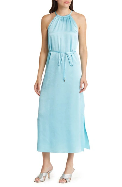 Shop Ted Baker Roxieyy Textured Satin Halter Dress In Blue