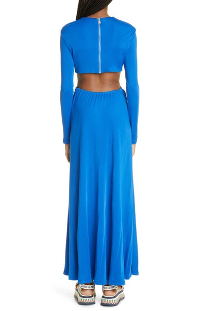 Shop Farm Rio Knotted Cutout Long Sleeve Dress In Medium Blue