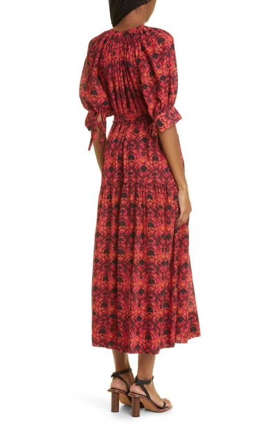 Shop Ulla Johnson Selena Tie Dye Puff Sleeve Cover-up Maxi Dress In Wild Rose