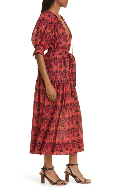 Shop Ulla Johnson Selena Tie Dye Puff Sleeve Cover-up Maxi Dress In Wild Rose