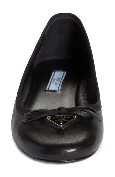 Shop Prada Logo Bow Ballerinaflat In Black