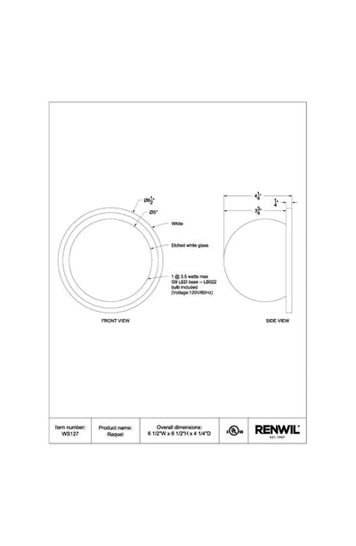 Renwil Round Wall Sconces In Raquel White